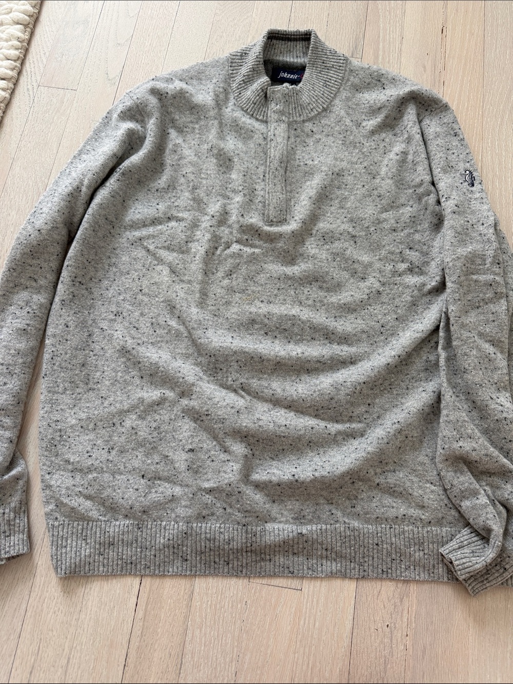 johnnie-O Men's Speckled Light Gray Half-Zip Sweater